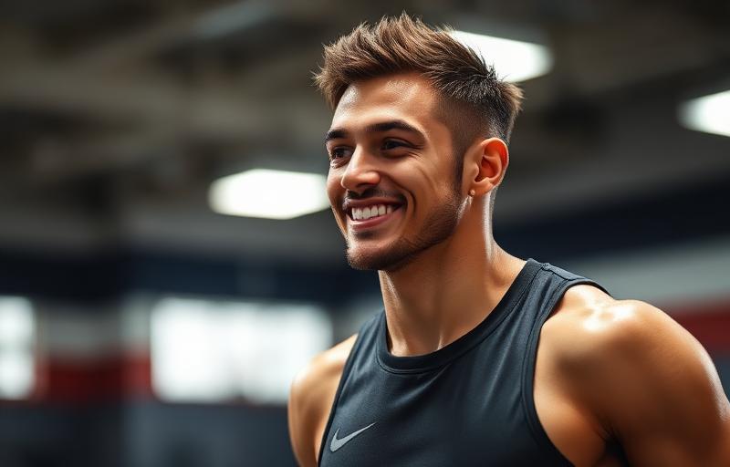 Professional athlete wearing protective sports gear, focused on safe competition return after complete concussion recovery through neurofeedback brain rehabilitation program