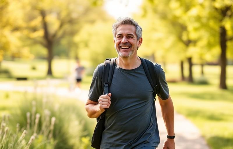 Active person enjoying outdoor fitness activity in sunny park, expressing vitality, wellness, and renewed energy after holistic depression treatment through neurofeedback therapy