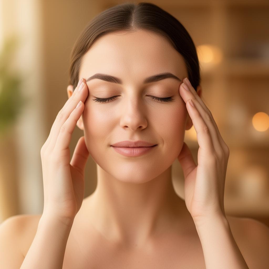 Person relaxing peacefully in spa-like wellness environment, experiencing effective migraine prevention and headache-free wellbeing through proactive brain-based neurofeedback treatment